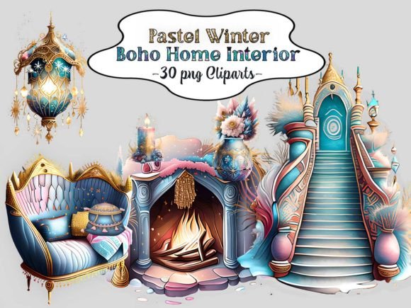 Download Pastel Winter Boho Home Interior Clipart - Interior Collection