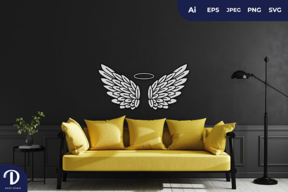 Download A Pair of Angel Wing with Halo Decal - Wing Collection
