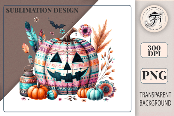 Download Boho Halloween Pumpkin PNG Fall Clipart - Premium Bundle