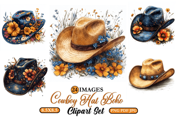 Download Cowboy Hat Boho Clipart Set - Premium Resources
