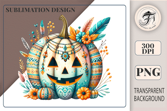 Download Boho Halloween Pumpkin PNG Fall Clipart - Premium Bundle